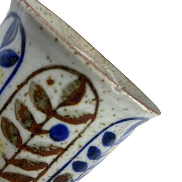 Vintage OTAGIRI Style Stonewear Goblet Set of 8 Berries Leaves 1970s Speckle - Picture 5 of 12